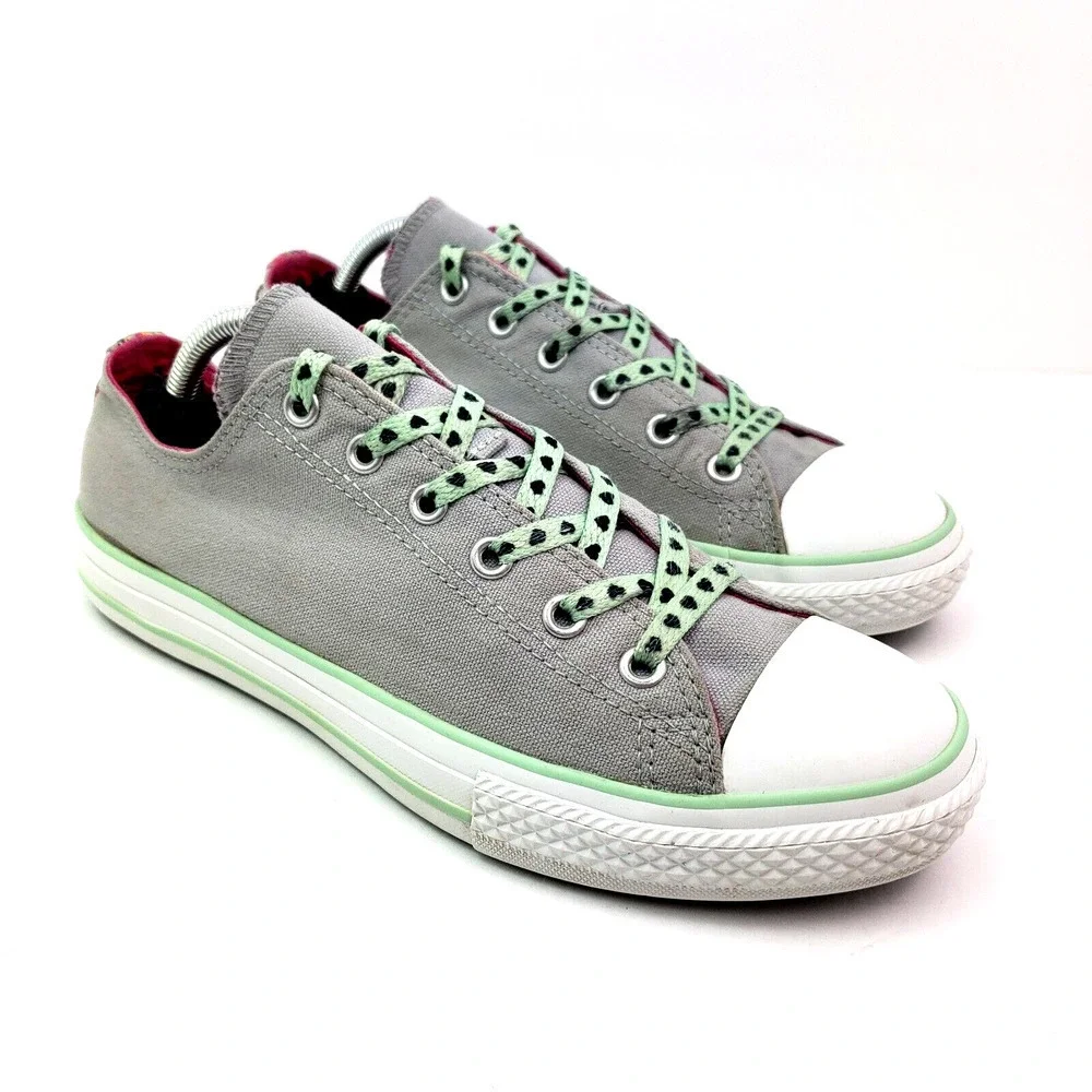 Converse All Star Double Tongue Girls Sz 5Y Womens Sz 6.5 Gray Low Shoes